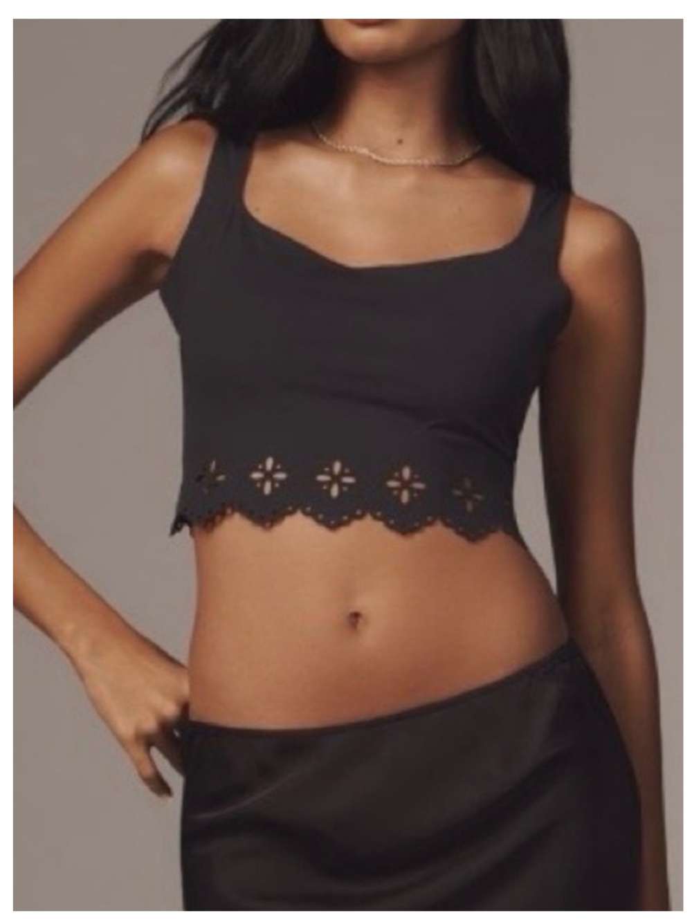 NWT ANTHROPOLOGIE Seamless Laser-Cut
Tank Top in Black Onyx